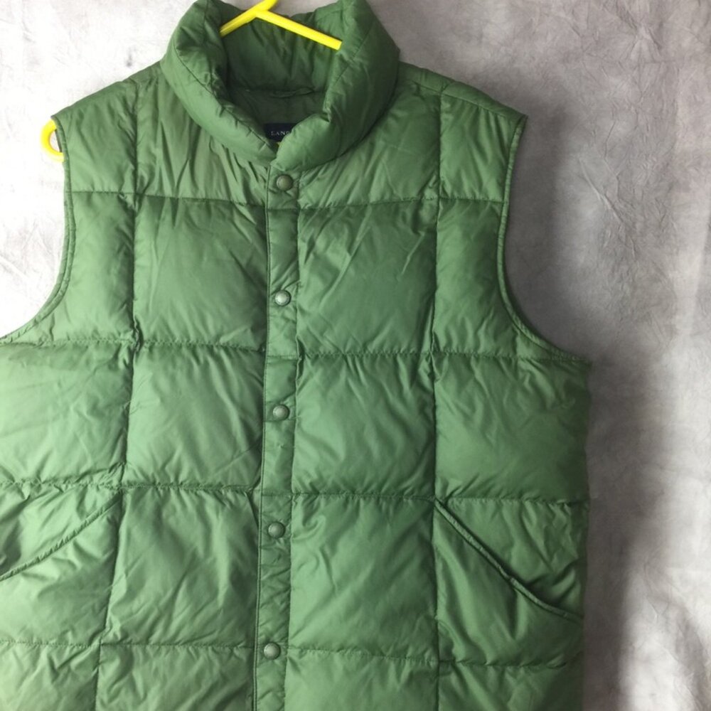 Lands End Mens Puffer Vest Green Large 42-44 Pockets Snap Front